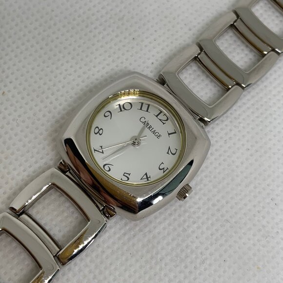 Carriage women watch 26mm case quartz Analog links bracelet size 7” running - Picture 2 of 8